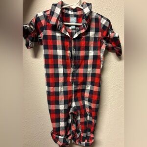 Baby GAP Red and Navy Blue Plaid Button-Up Shirt/pants onsie